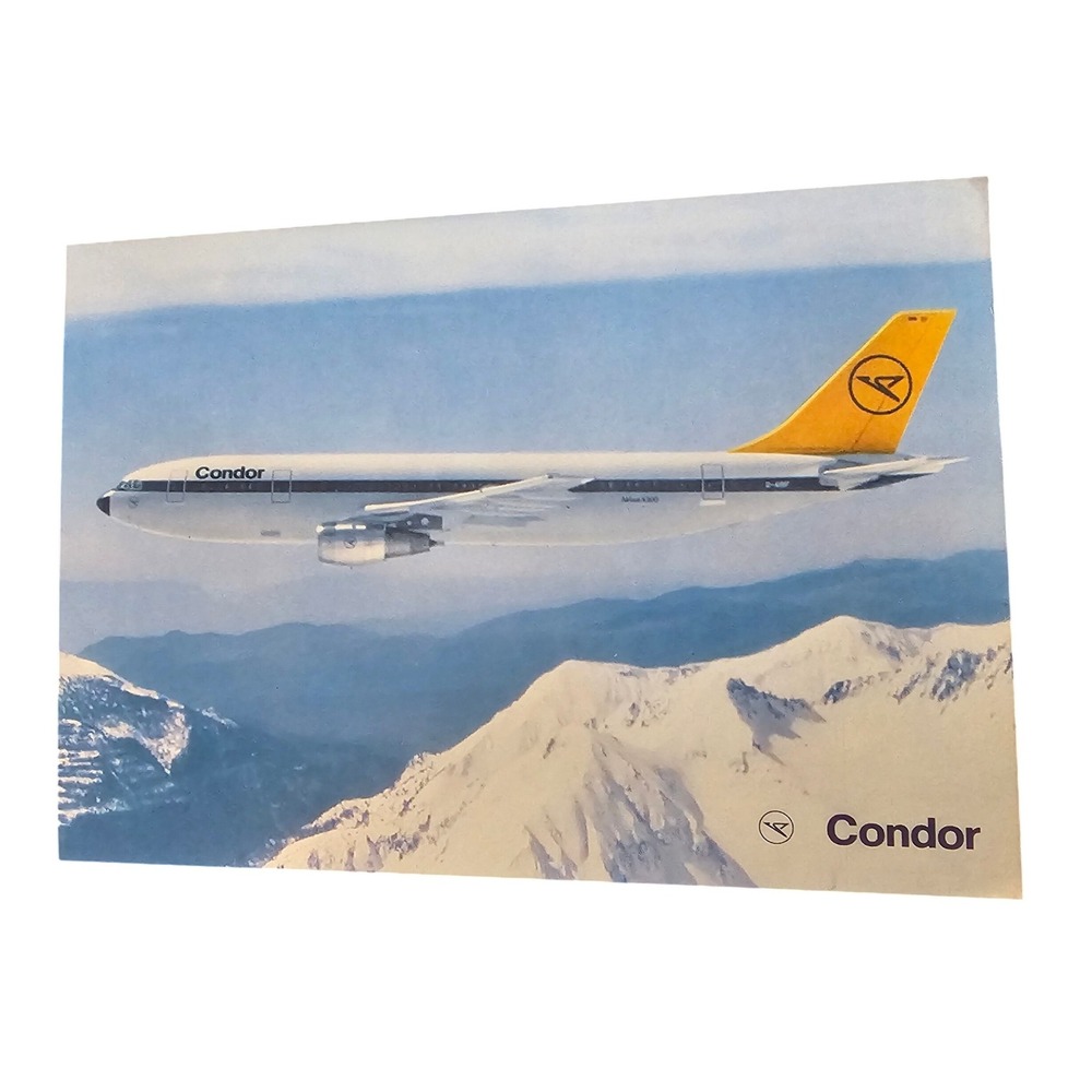 Vintage Condor Airbus A300 B4 Postcard and Luftpost Air Mail Envelope Set